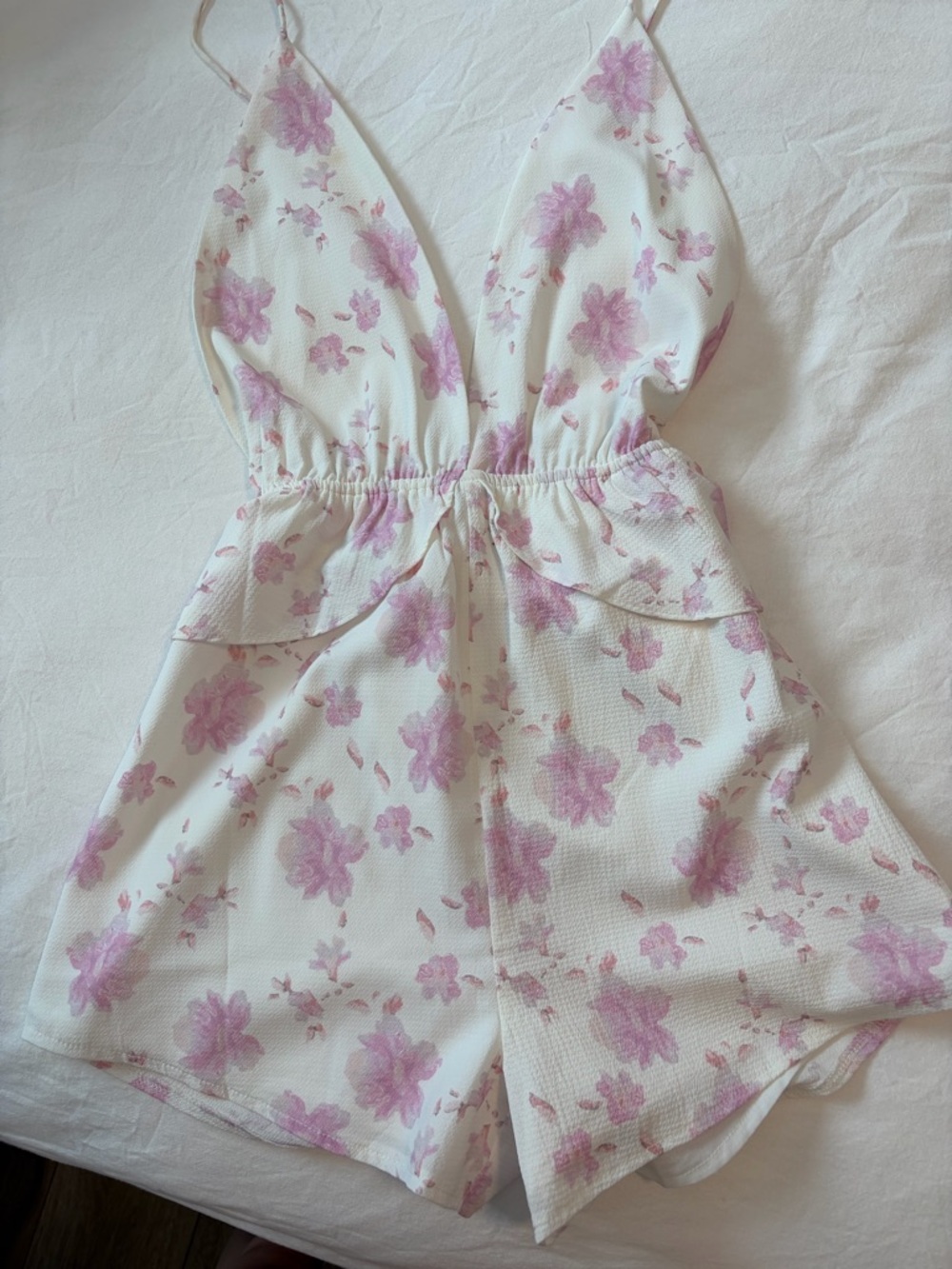 Sabo Skirt White and Pink Floral Romper